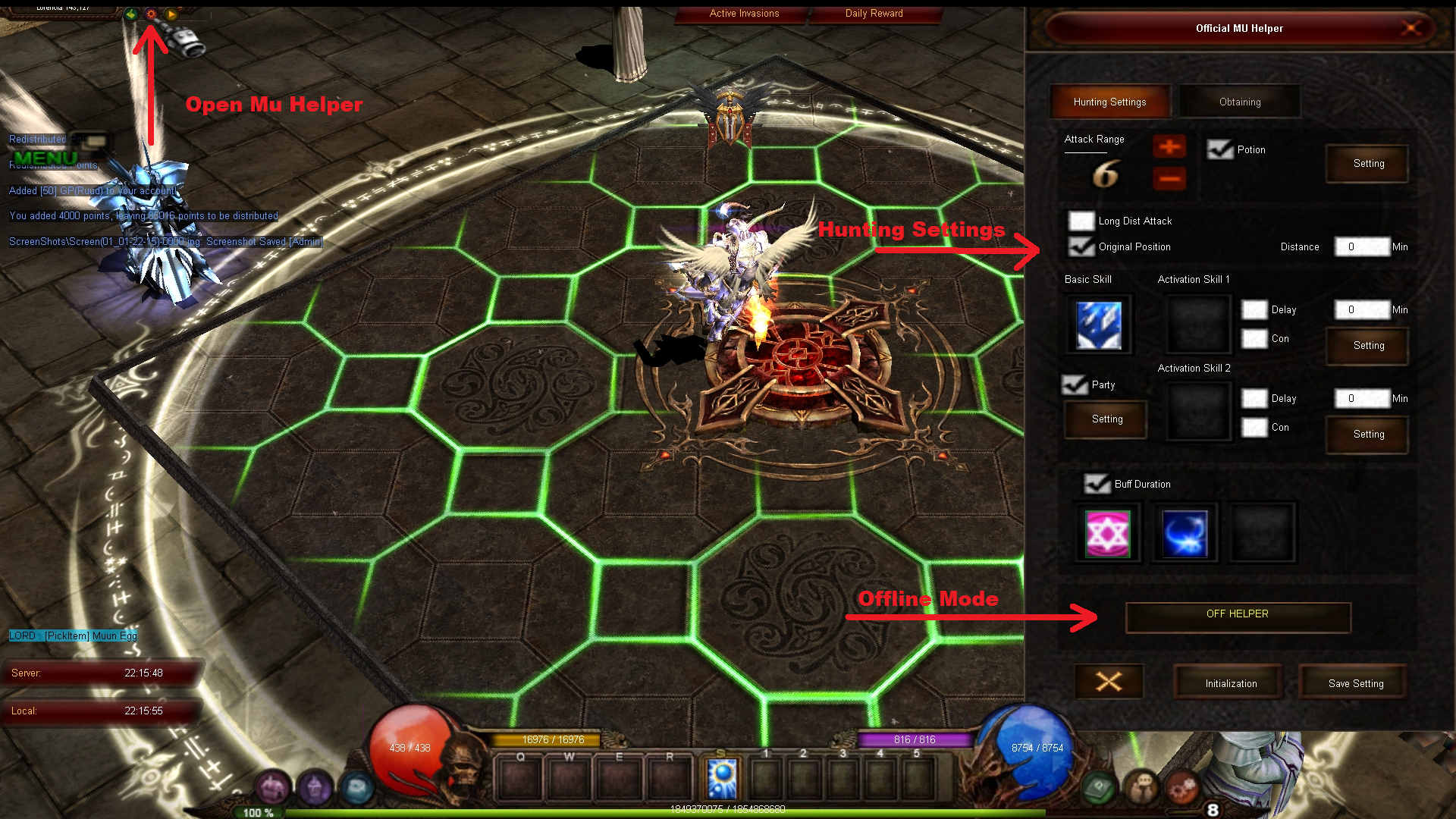 Mu Helper Settings - Hunting